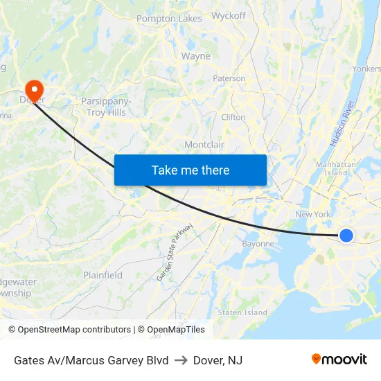 Gates Av/Marcus Garvey Blvd to Dover, NJ map