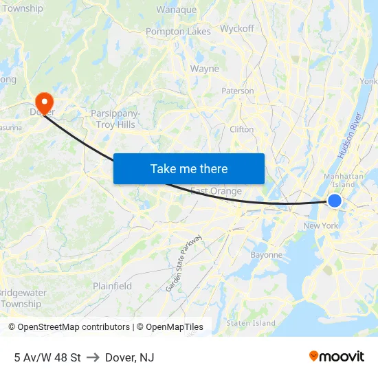 5 Av/W 48 St to Dover, NJ map