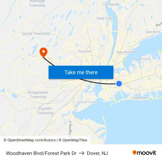 Woodhaven Blvd/Forest Park Dr to Dover, NJ map