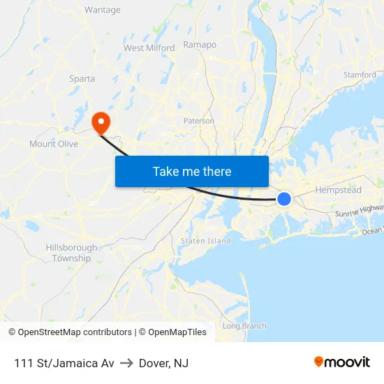 111 St/Jamaica Av to Dover, NJ map
