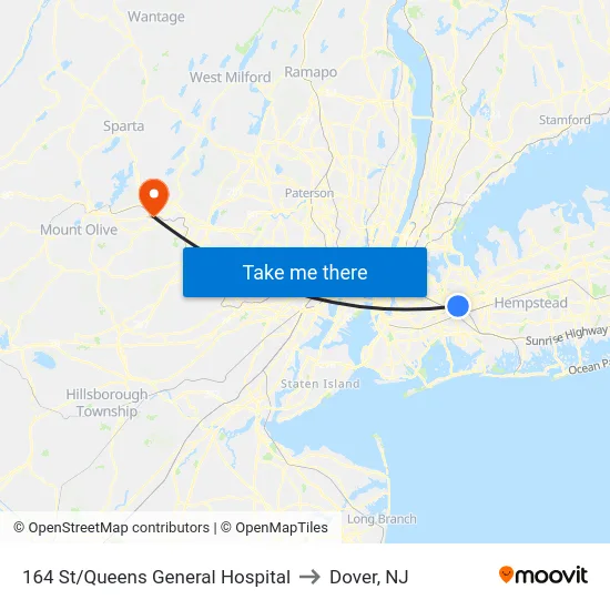 164 St/Queens General Hospital to Dover, NJ map