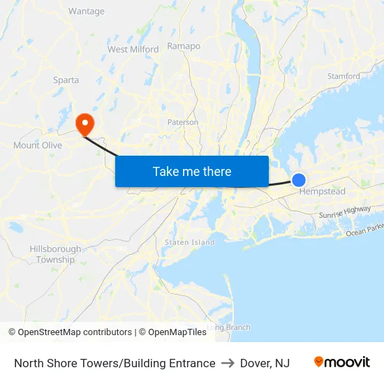 North Shore Towers/Building Entrance to Dover, NJ map