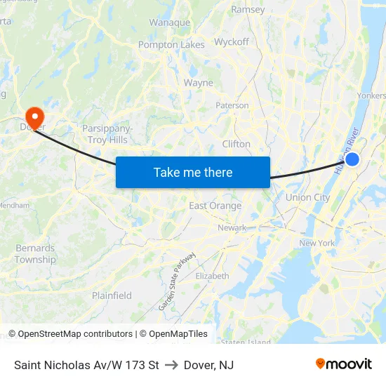 Saint Nicholas Av/W 173 St to Dover, NJ map