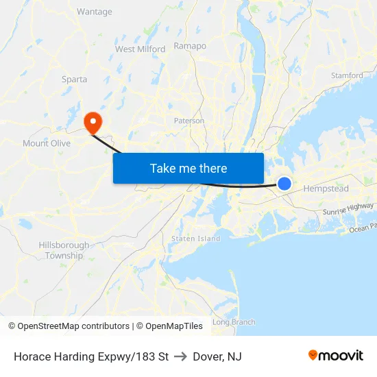 Horace Harding Expwy/183 St to Dover, NJ map