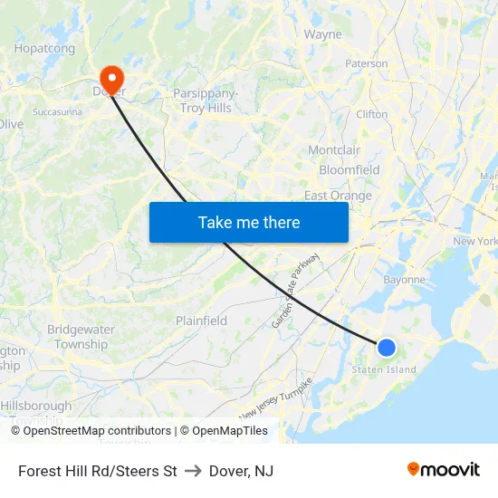 Forest Hill Rd/Steers  St to Dover, NJ map