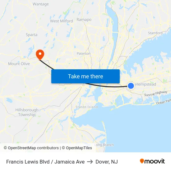 Francis Lewis Blvd / Jamaica Ave to Dover, NJ map