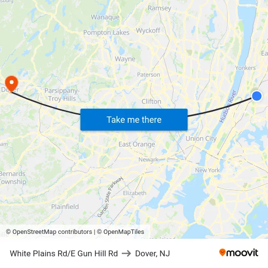 White Plains Rd/E Gun Hill Rd to Dover, NJ map