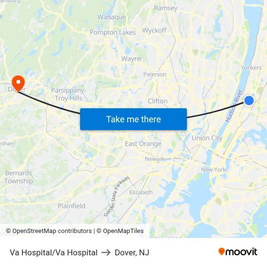 Va Hospital/Va Hospital to Dover, NJ map