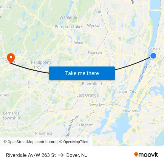 Riverdale Av/W 263 St to Dover, NJ map