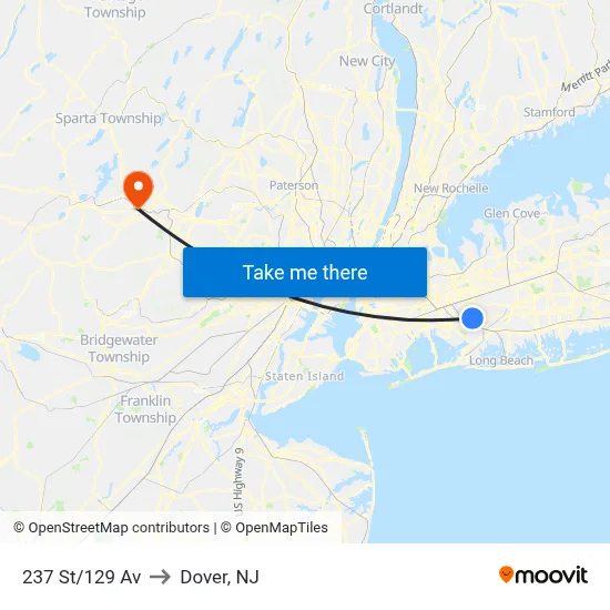 237 St/129 Av to Dover, NJ map