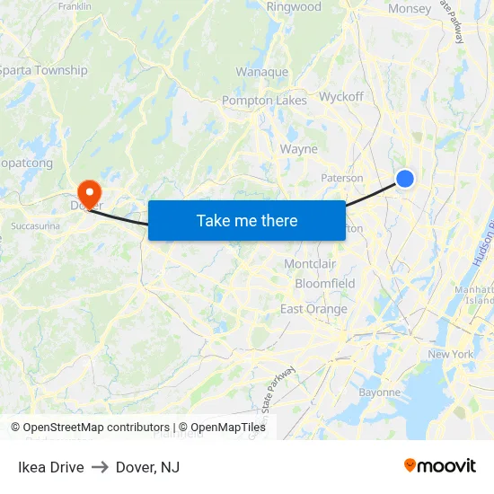 Ikea Drive to Dover, NJ map