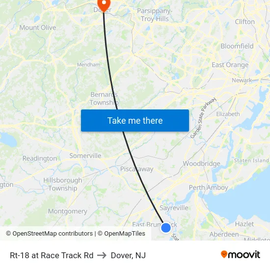 Rt-18 at Race Track Rd to Dover, NJ map