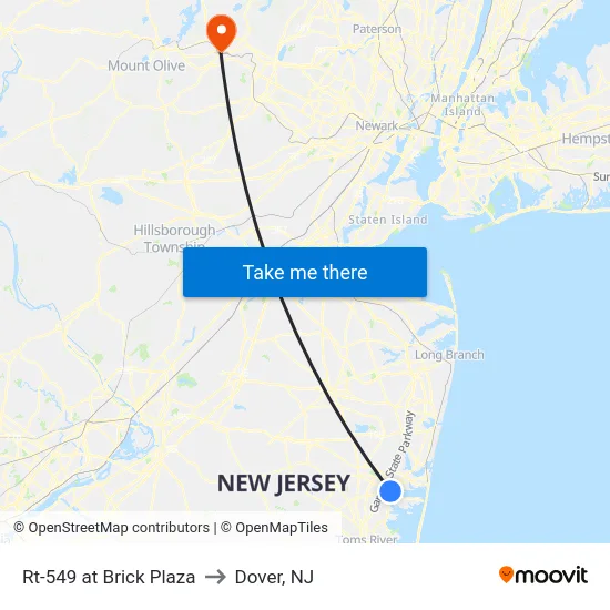 Rt-549 at Brick Plaza to Dover, NJ map