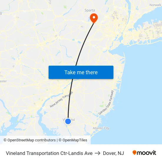 Vineland Transportation Ctr-Landis Ave to Dover, NJ map