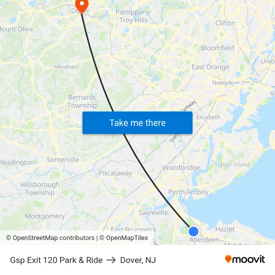 Gsp Exit 120 Park & Ride to Dover, NJ map