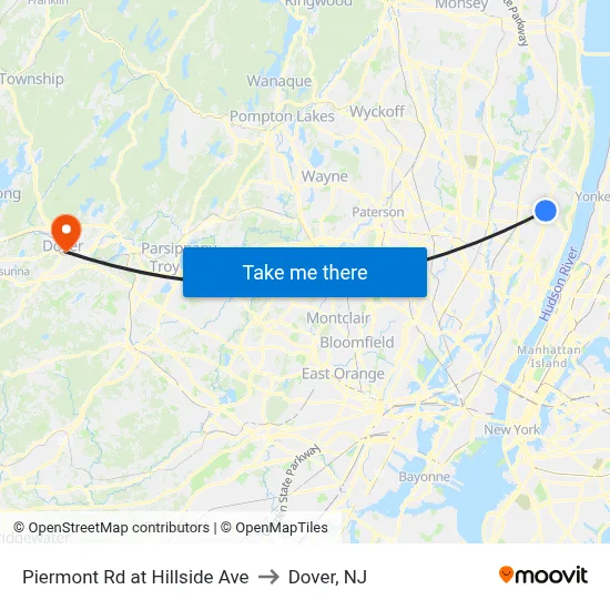 Piermont Rd at Hillside Ave to Dover, NJ map