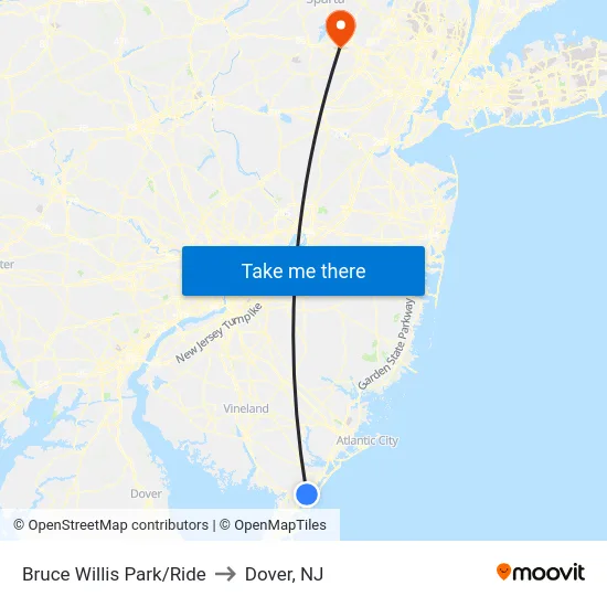 Bruce Willis Park/Ride to Dover, NJ map