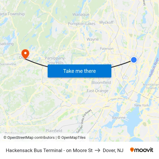 Hackensack Bus Terminal - on Moore St to Dover, NJ map