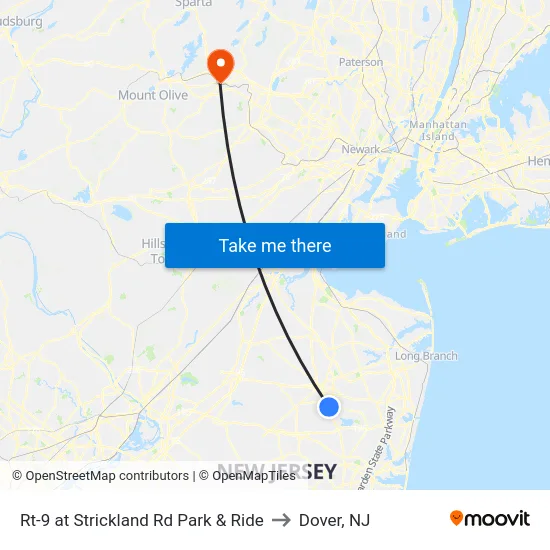Rt-9 at Strickland Rd Park & Ride to Dover, NJ map