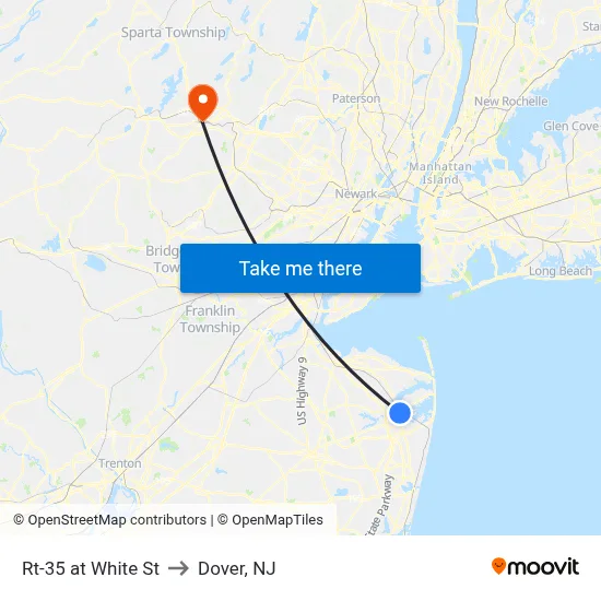 Rt-35 at White St to Dover, NJ map