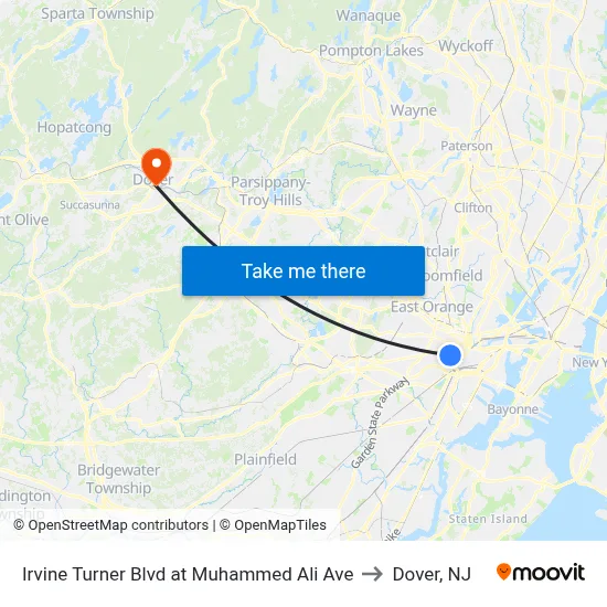 Irvine Turner Blvd at Muhammed Ali Ave to Dover, NJ map