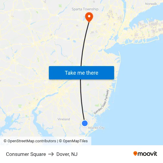 Consumer Square to Dover, NJ map