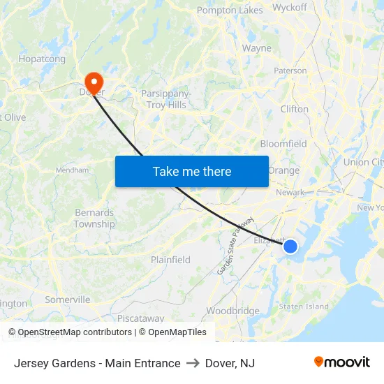 Jersey Gardens - Main Entrance to Dover, NJ map