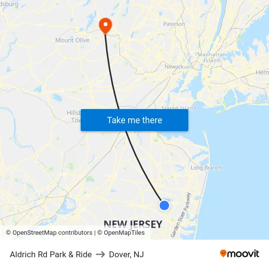 Aldrich Rd Park & Ride to Dover, NJ map