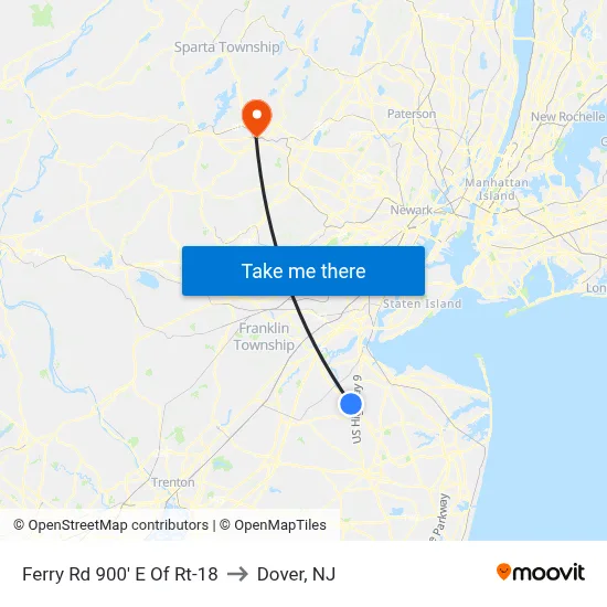 Ferry Rd 900' E Of Rt-18 to Dover, NJ map