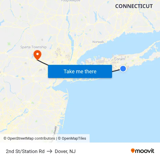 2nd St/Station Rd to Dover, NJ map