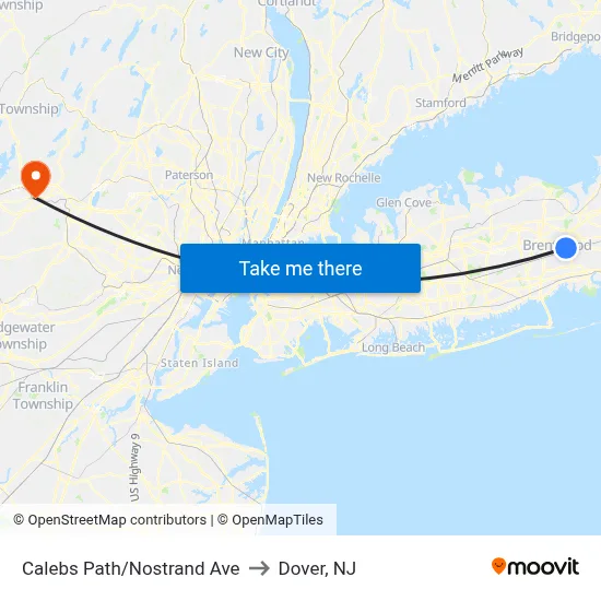 Calebs Path/Nostrand Ave to Dover, NJ map