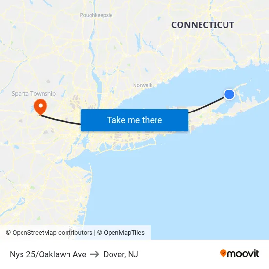 Nys 25/Oaklawn Ave to Dover, NJ map
