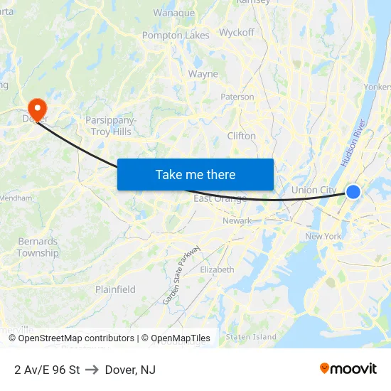 2 Av/E 96 St to Dover, NJ map