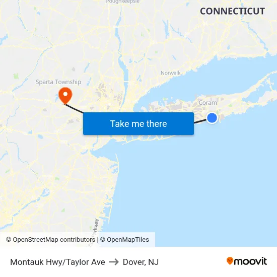 Montauk Hwy/Taylor Ave to Dover, NJ map