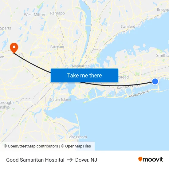 Good Samaritan Hospital to Dover, NJ map