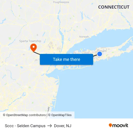 Sccc - Selden Campus to Dover, NJ map