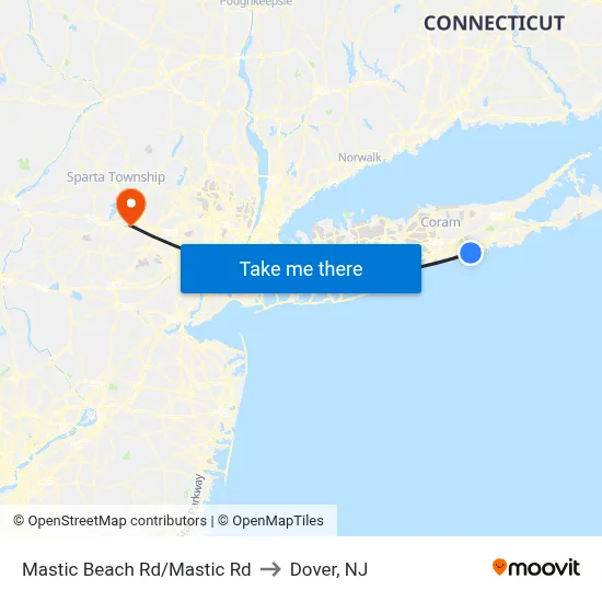 Mastic Beach Rd/Mastic Rd to Dover, NJ map