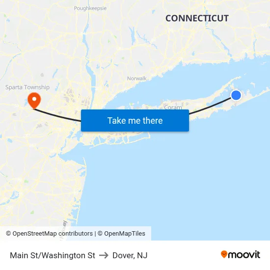 Main St/Washington St to Dover, NJ map
