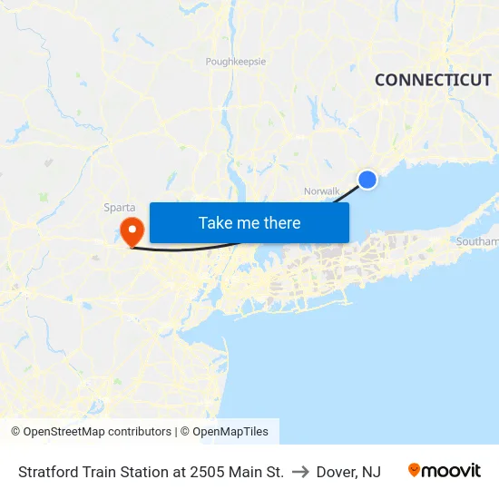 Stratford Train Station at 2505 Main St. to Dover, NJ map