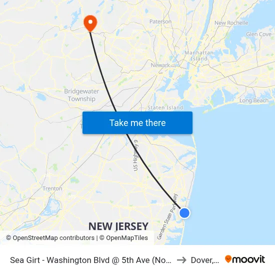 Sea Girt - Washington Blvd @ 5th Ave (Northbound) to Dover, NJ map