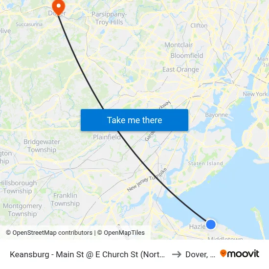 Keansburg -  Main St @ E Church St (Northbound) to Dover, NJ map