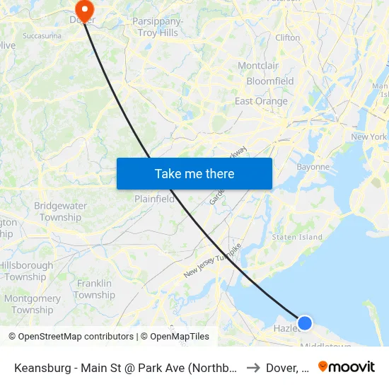 Keansburg -  Main St @ Park Ave (Northbound) to Dover, NJ map