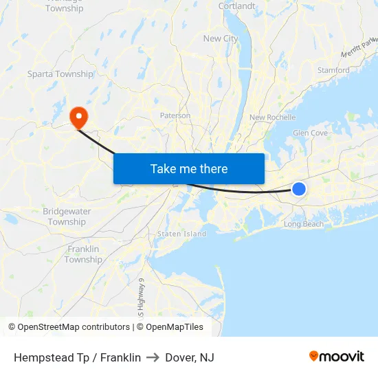 Hempstead Tp / Franklin to Dover, NJ map