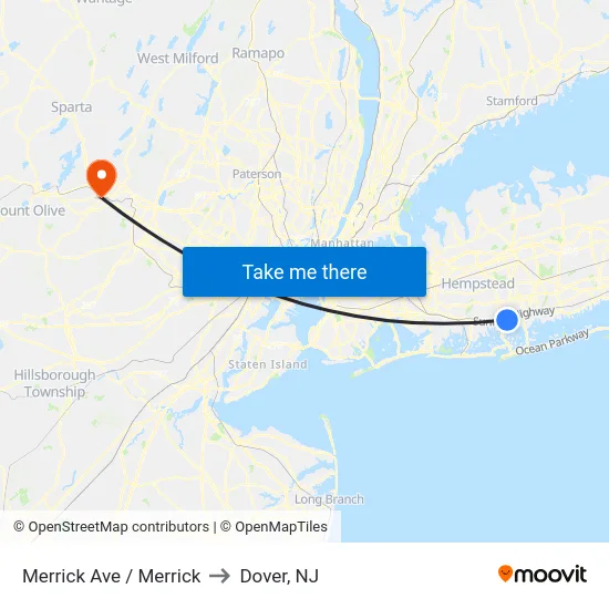 Merrick Ave / Merrick to Dover, NJ map