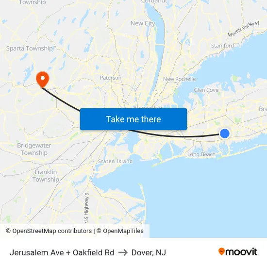 Jerusalem Ave + Oakfield Rd to Dover, NJ map