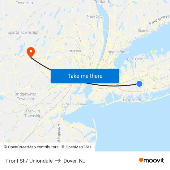 Front St / Uniondale to Dover, NJ map