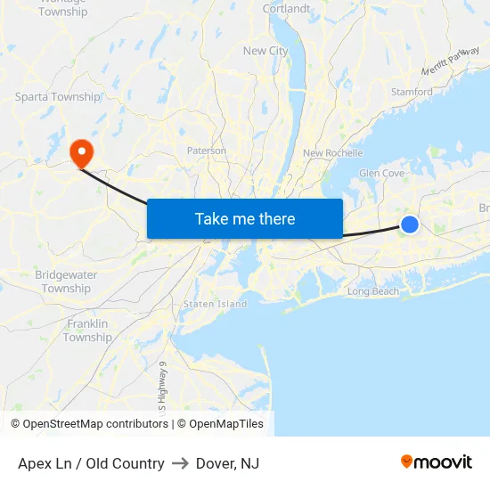 Apex Ln / Old Country to Dover, NJ map