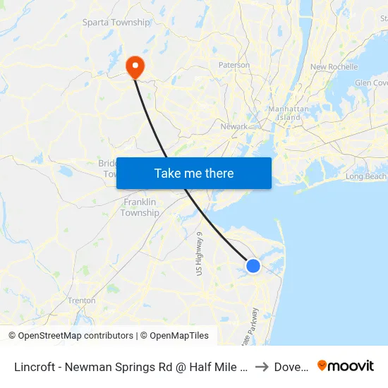 Lincroft - Newman Springs Rd @ Half Mile Rd (Northbound) to Dover, NJ map