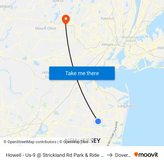 Howell - Us-9 @ Strickland Rd Park & Ride (Northbound) to Dover, NJ map