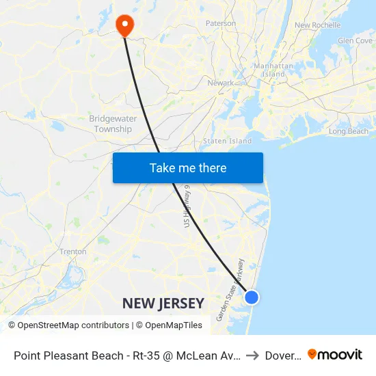 Point Pleasant Beach - Rt-35 @ McLean Ave (Northbound) to Dover, NJ map